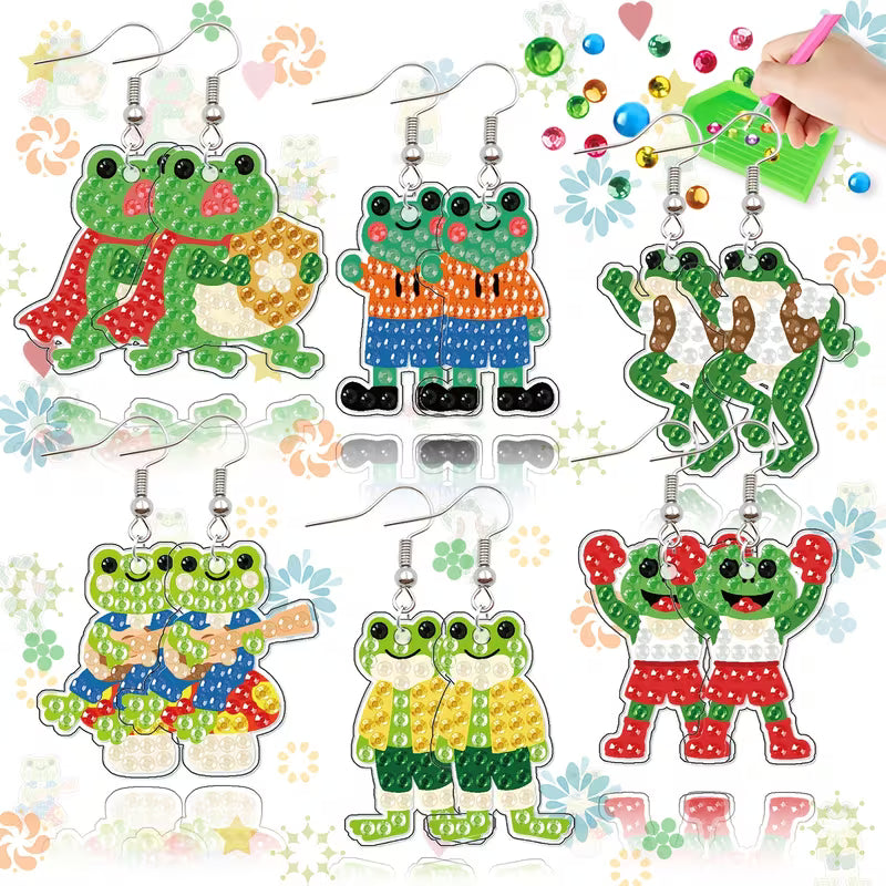 Preorder 6  Frog Diamond Art Earrings