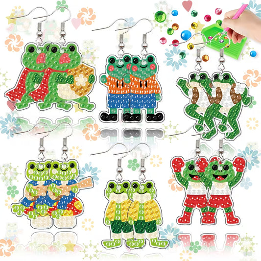 Preorder 6  Frog Diamond Art Earrings