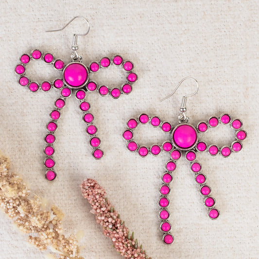 DOORBUSTER Squash Blossom Bow Earrings - Fuchsia