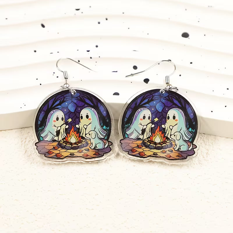 Ghosts Making Smores Earrings