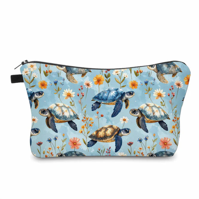 Animal Floral Turtle Blue Water Resistant Pouch