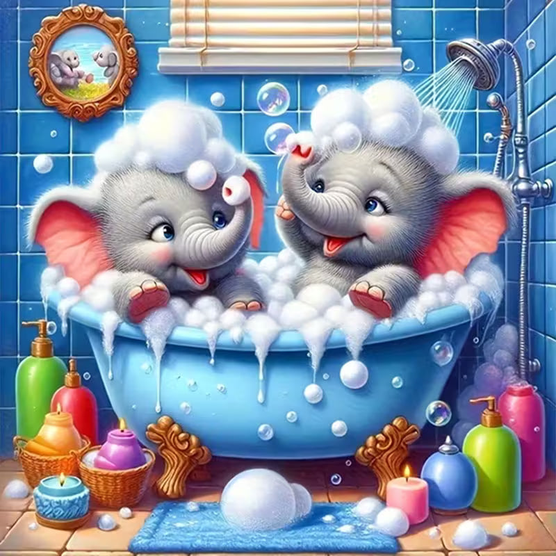 Elephant Bath Diamond Art