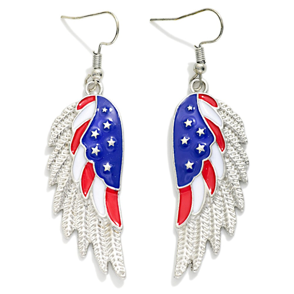Enamel Americana Angel Wing Drop Earrings