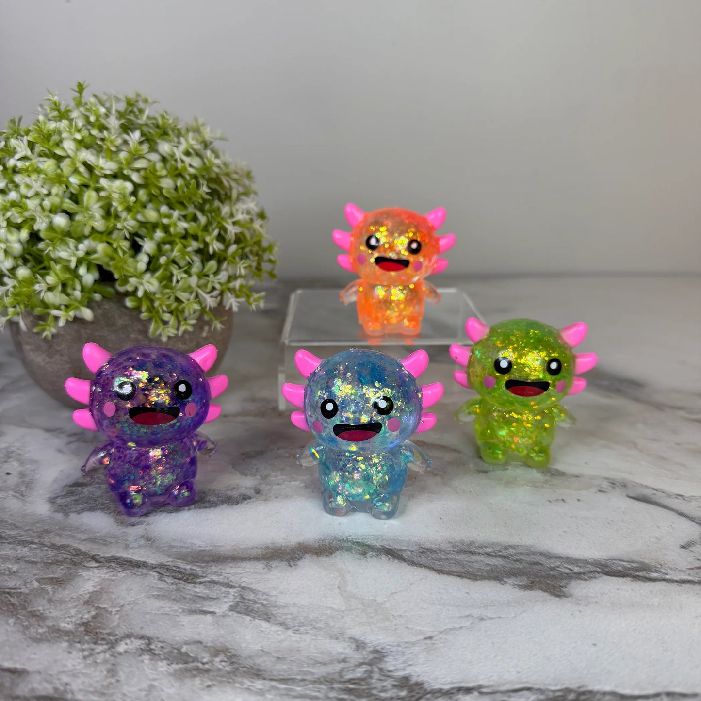 RTS Mystery Color Squishy Toy - Baby Axolotl Glitter