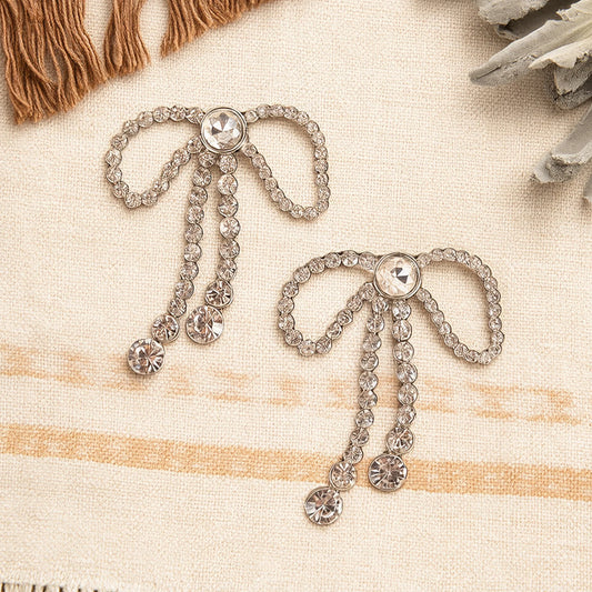 93671 - Crystal Bow Earrings - Clear