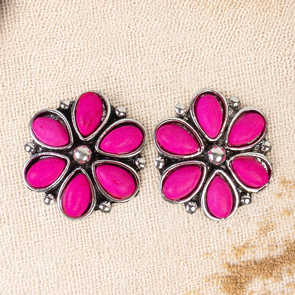 93600 - Squash Blossom Stud Earrings - Fuchsia