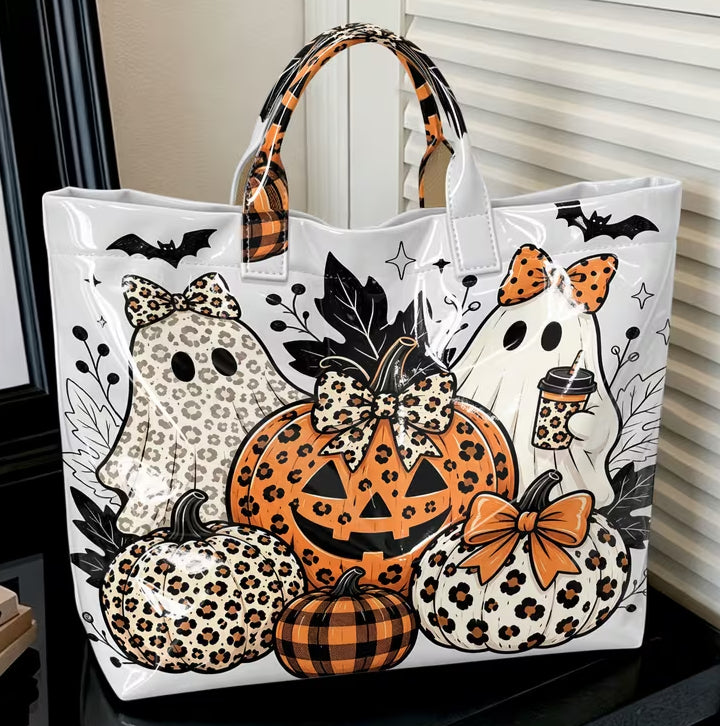 Glossy PVC Ghosts & Pumkins Tote Bag