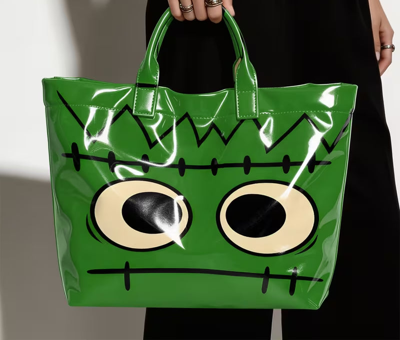 Glossy PVC Green Monster Tote Bag