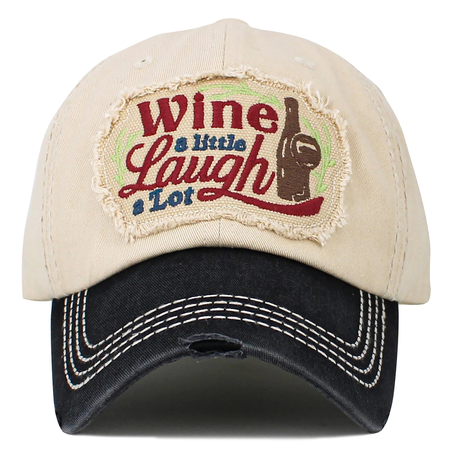 Wine A Little Laugh A Lot Hat - Black