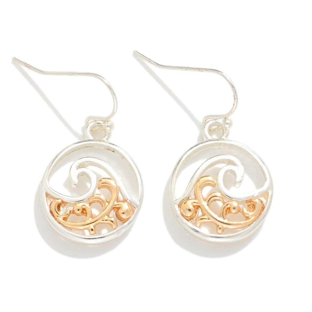 Metal Tone Wave Drop Earrings