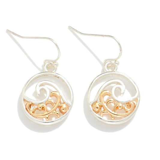 Metal Tone Wave Drop Earrings