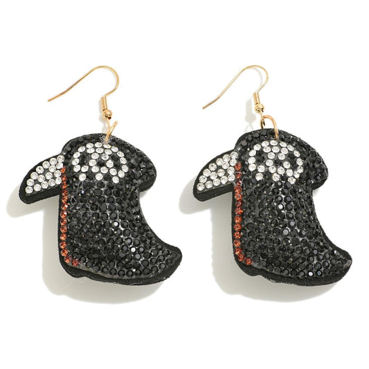 Rhinestone Studded Reaper Halloween Puffer Drop Earring