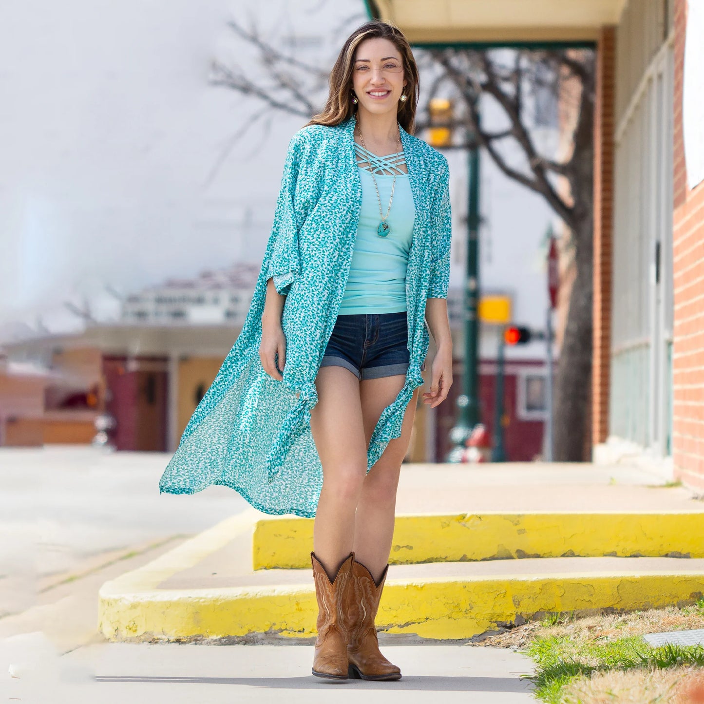 Leopard Duster - Turquoise