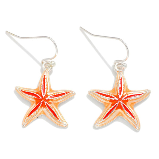 Acetate & Metal Starfish Drop Earrings