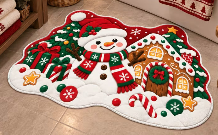 Snowman & House Shaped Bath/Bedroom/Kitchen Rug