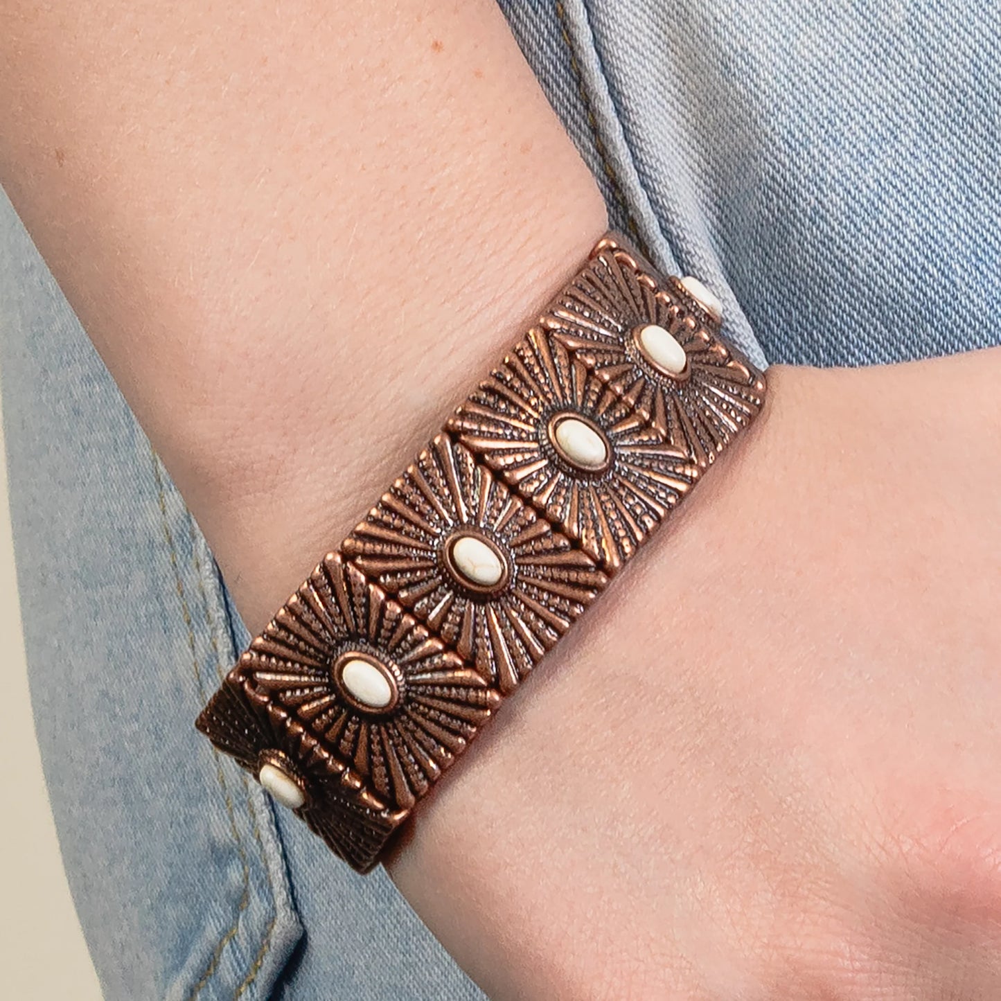 Squash Blossom Bracelet - Ivory & Copper