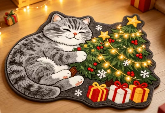 Cat & Tree Shaped Bath/Bedroom/Kitchen Rug