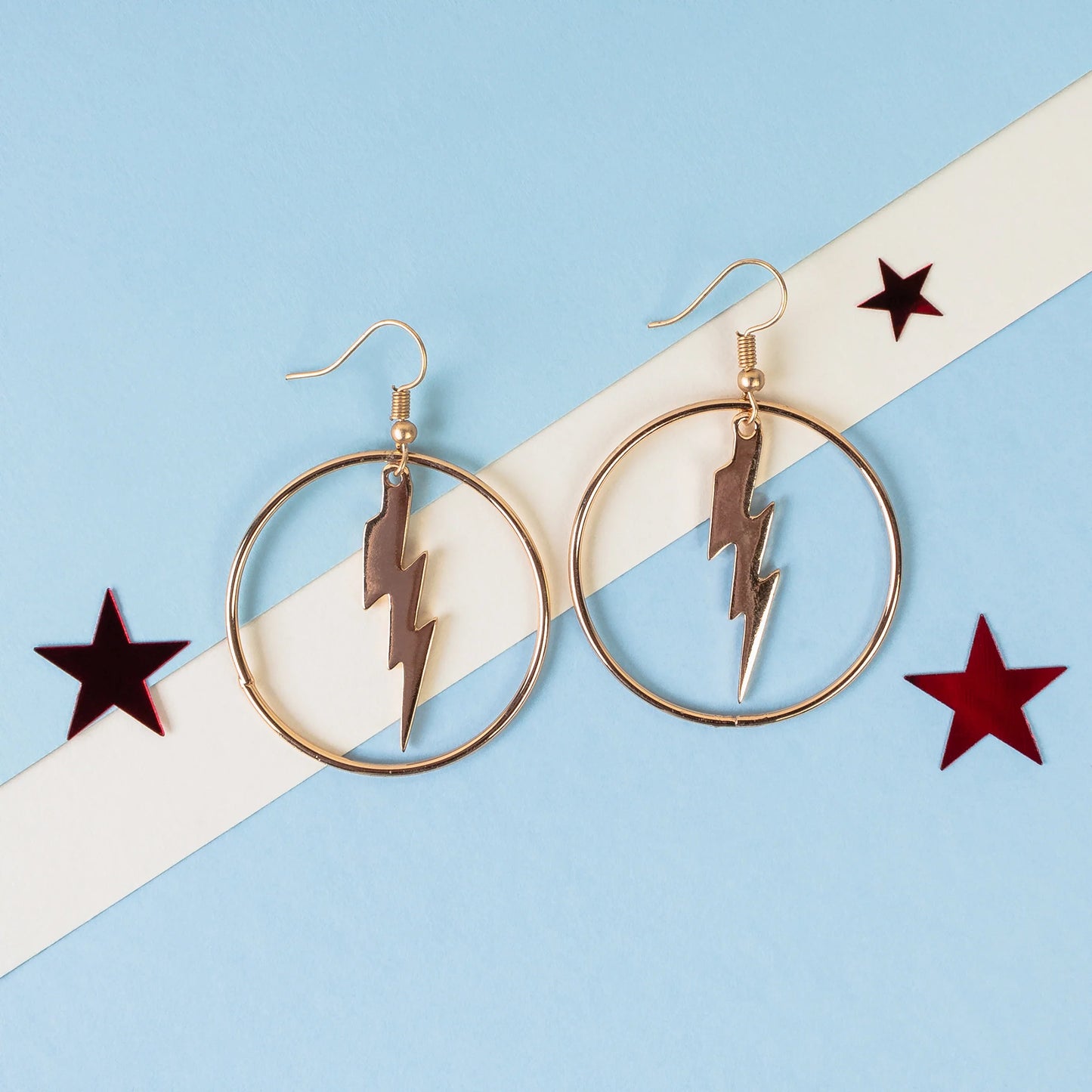 Free For All Friday Lightning Bolt Hoop Earrings - Gold