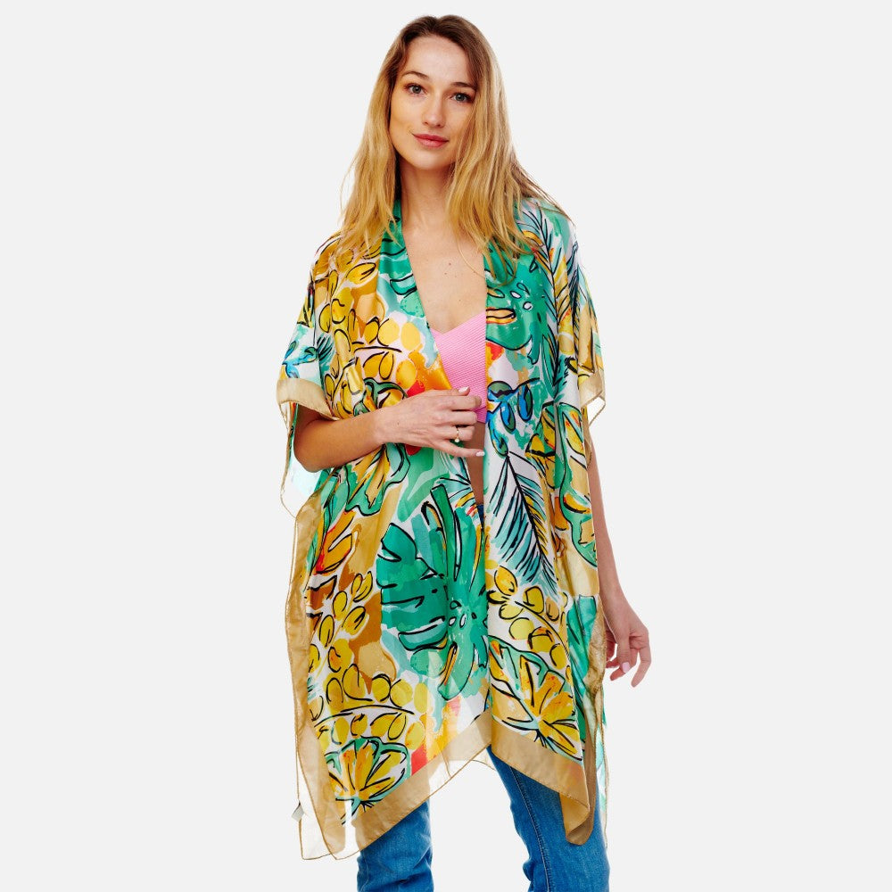 Lightweight Leaf Printed Kimono