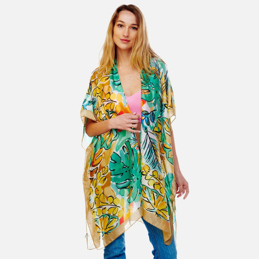 Lightweight Leaf Printed Kimono
