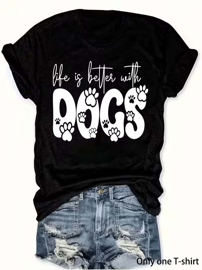 Women's Plus Life Is Better Vinyl Graffic T-Shirt