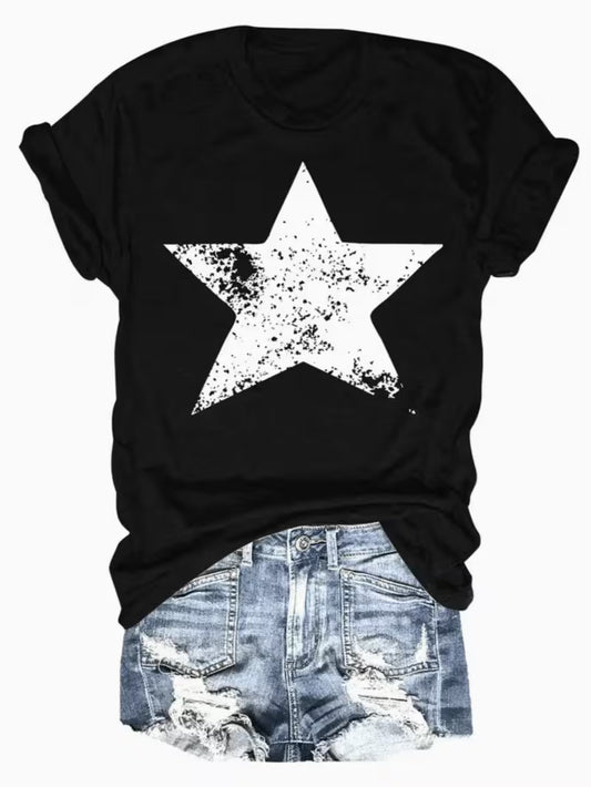 Unisex Silver Star Vinyl Graphic  T-Shirt
