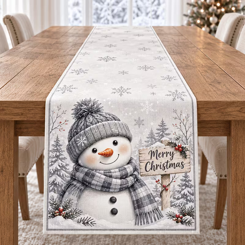 Preorde Merry Christmas Snowman Table Runner