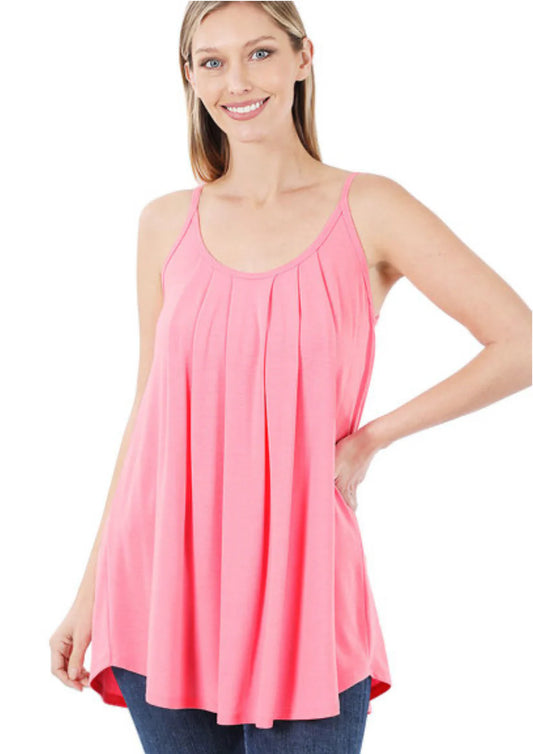Basic Adjustable Strap Tank - Bright Pink