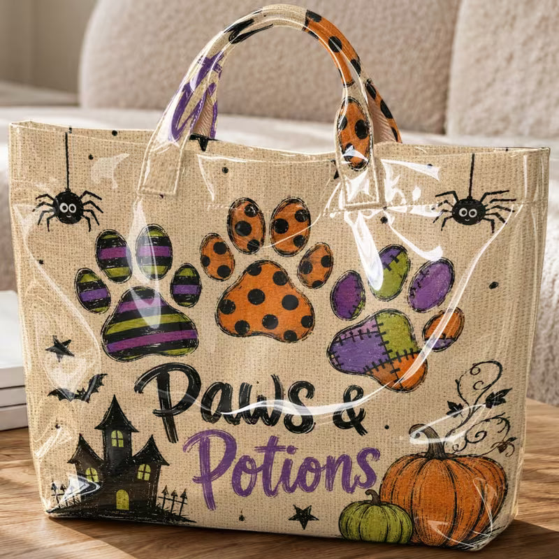 Glossy PVC Paws & Potions Tote Bag