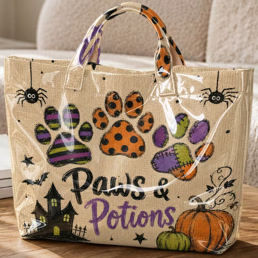 Glossy PVC Paws & Potions Tote Bag