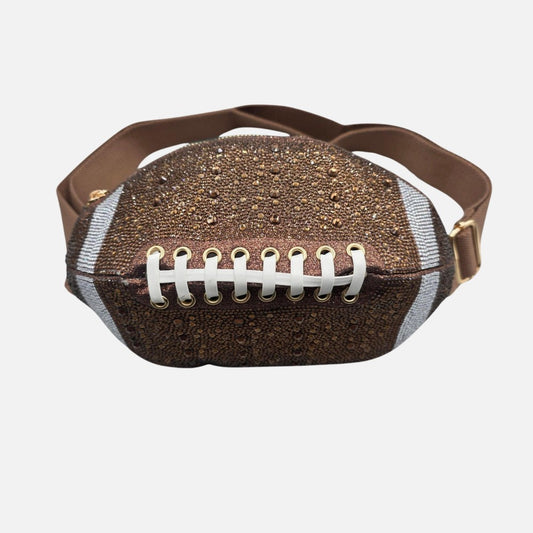 Rhinestone & Glitter Football Crossbody Bag