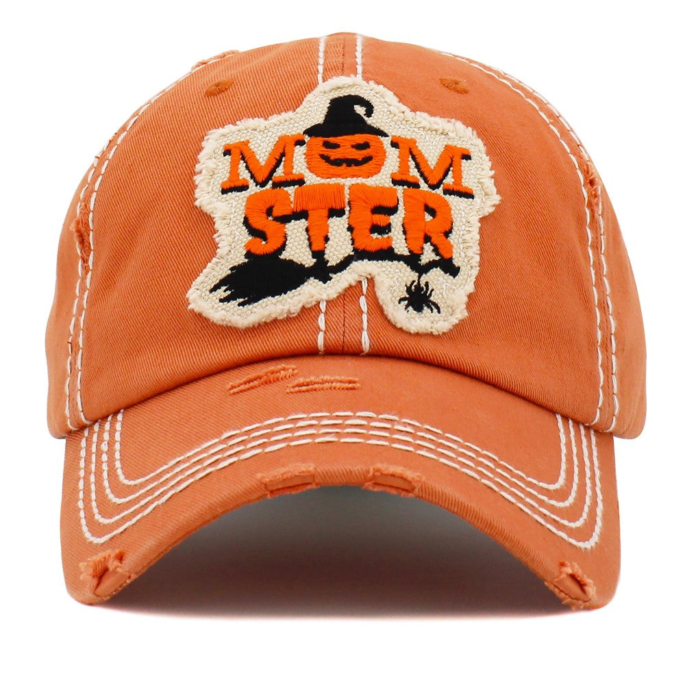 Vintage Distressed Momster Patch Baseball Cap - Orange