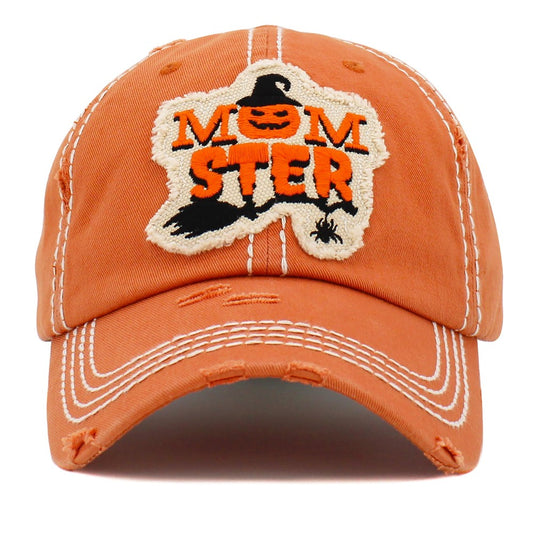 Vintage Distressed Momster Patch Baseball Cap - Orange