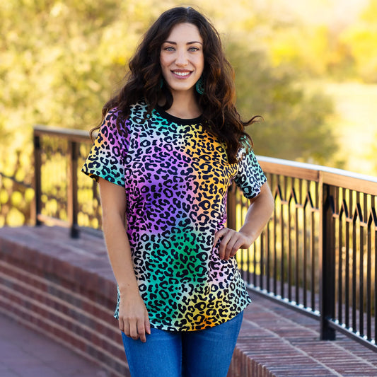 DoorBuster Multi Leopard Print Half Sleeve Top