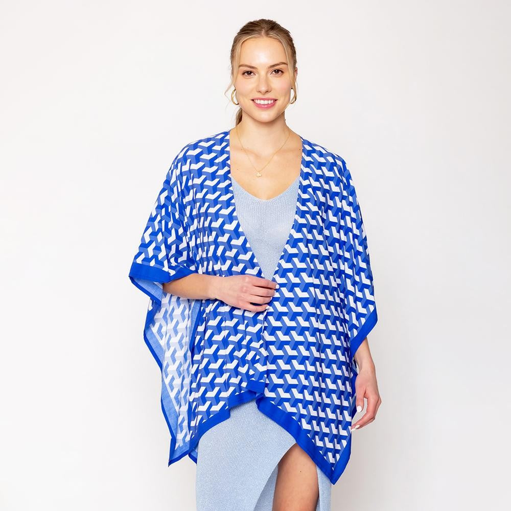 Do Everything In Love 3D Pattern Print Ruana - Blue