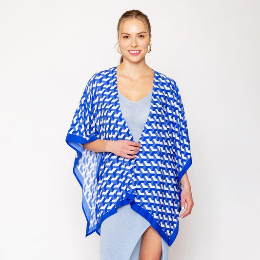 Do Everything In Love 3D Pattern Print Ruana - Blue