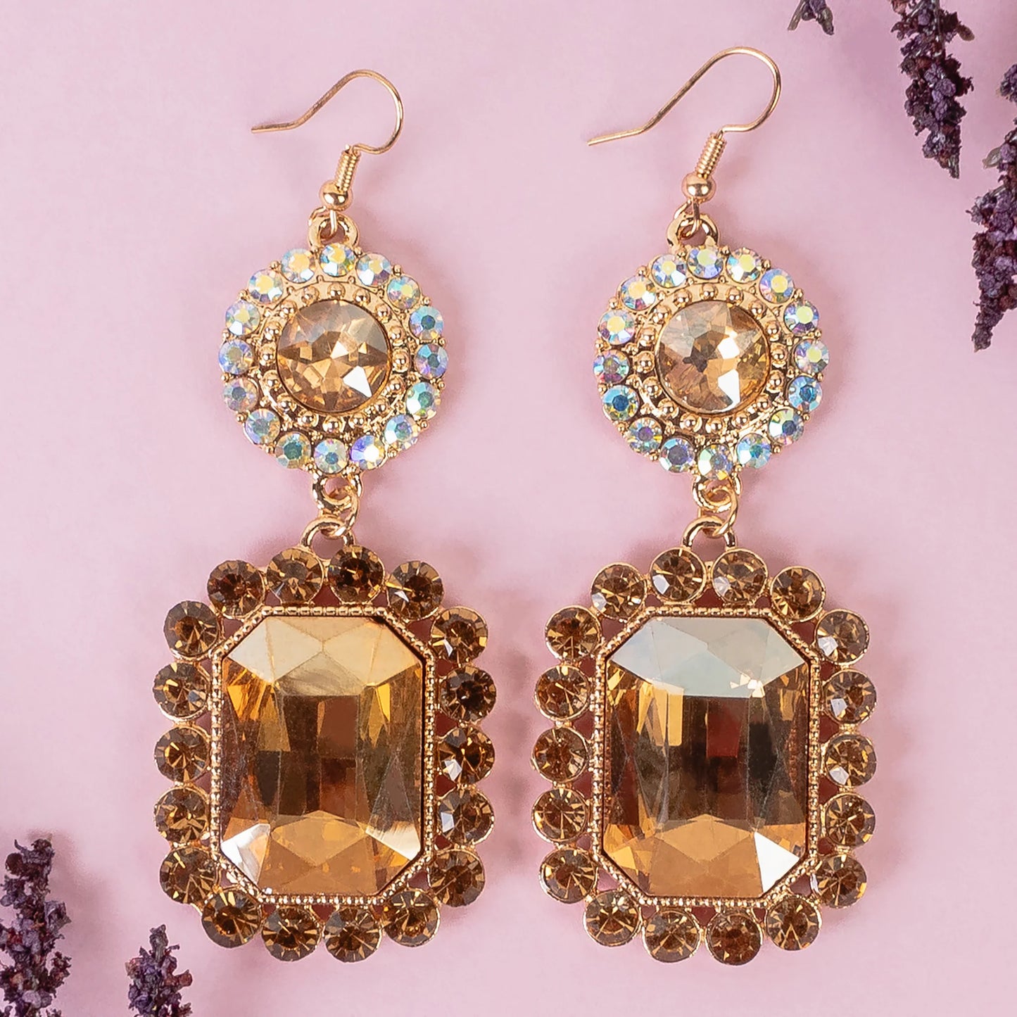 Crystal Earrings - Gold