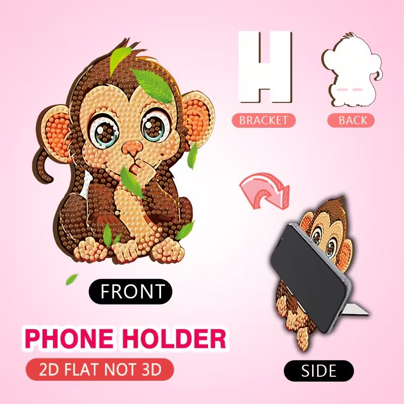 Preorder Wooden Monkey Diamond Art Phone Stand