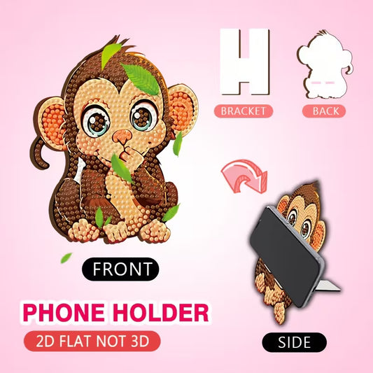 Preorder Wooden Monkey Diamond Art Phone Stand