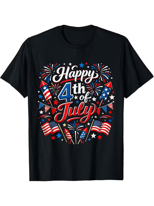 Unisex Happy 4th Vinyl Graphic T-Shirt
