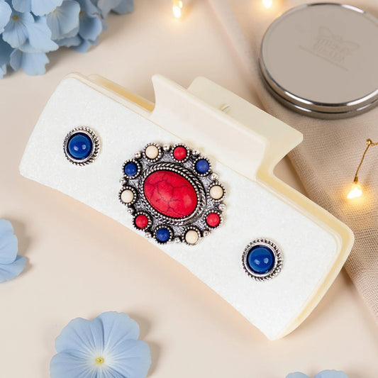 Western Fourth of July Claw Clip - Red White & Blue
