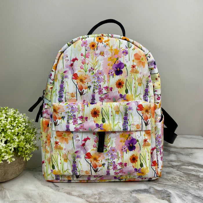 White Delicate Floral Water Resistant Backpack
