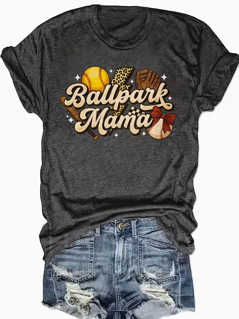 Women's Plus Ballpark Mama Vinyl Graffic T-Shirt