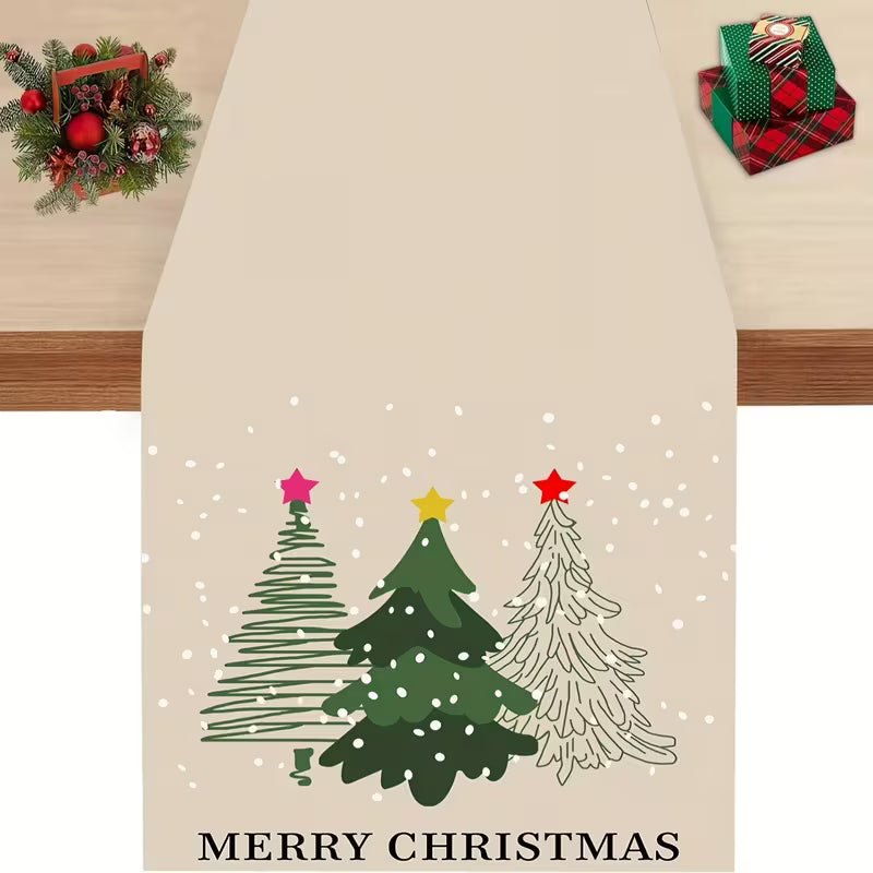 Merry Christmas Trees Table Runner