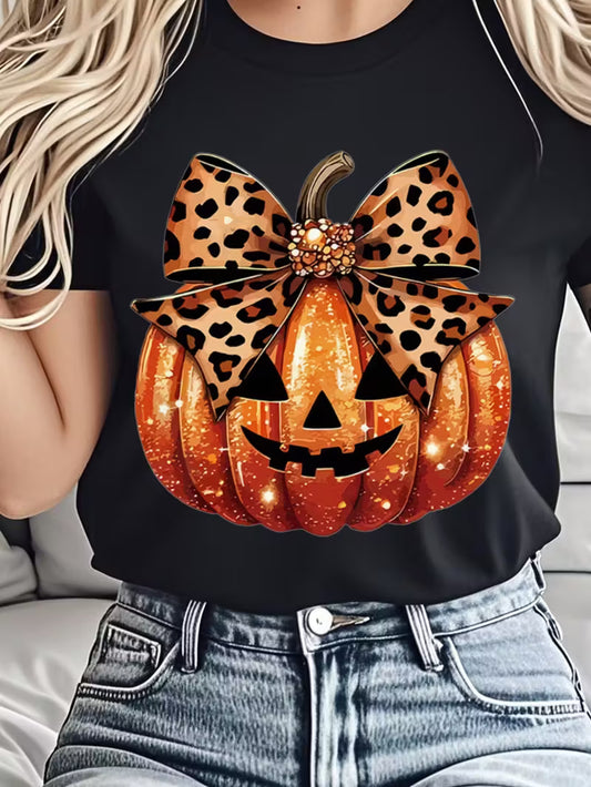 Preorder Women's Plus Size Bow Pumpkin T-Shirt