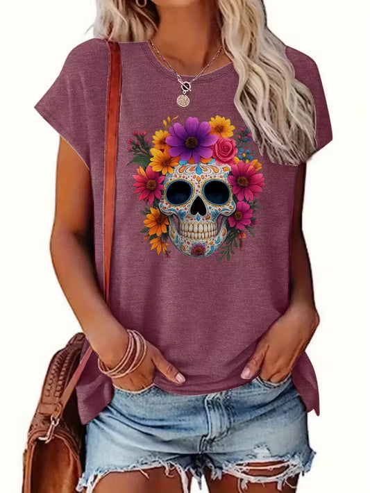 Preorder Women's Floral Skull T-Shirt
