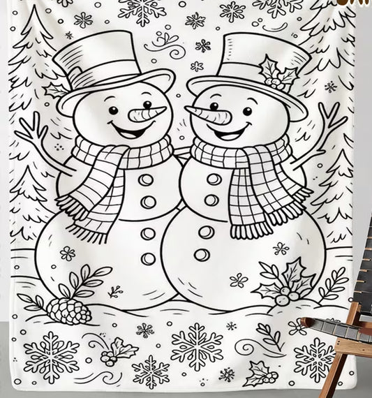 DIY Coloring Blanket - Snowman