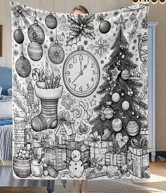 DIY Coloring Blanket - Christma Scene