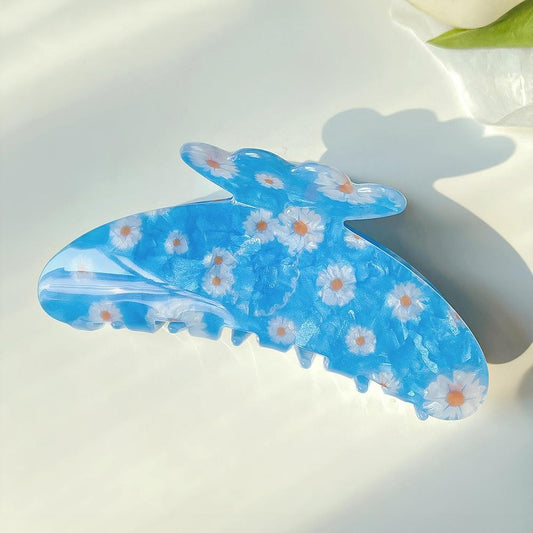 Acetate Flower Print Claw Hair Clip