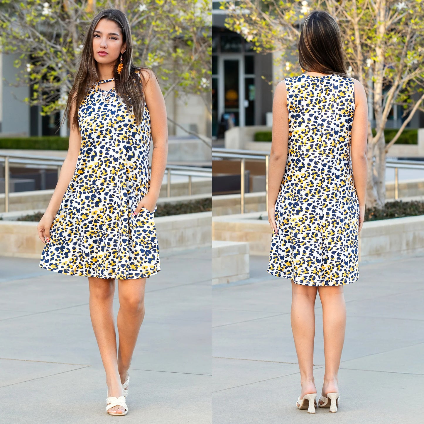 Animal Print Dress with Pockets